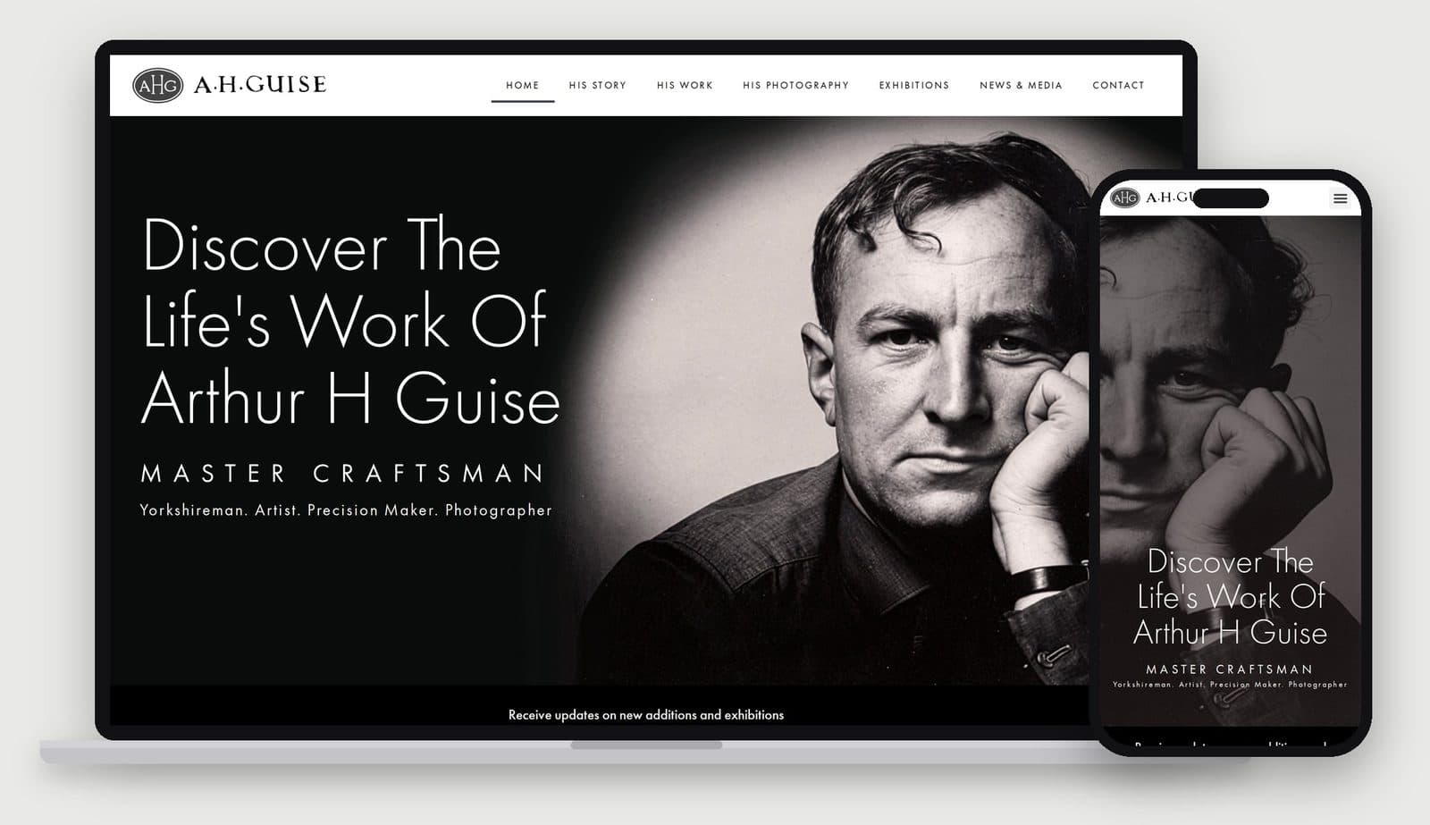 A.H. Guise website on a laptop and a phone