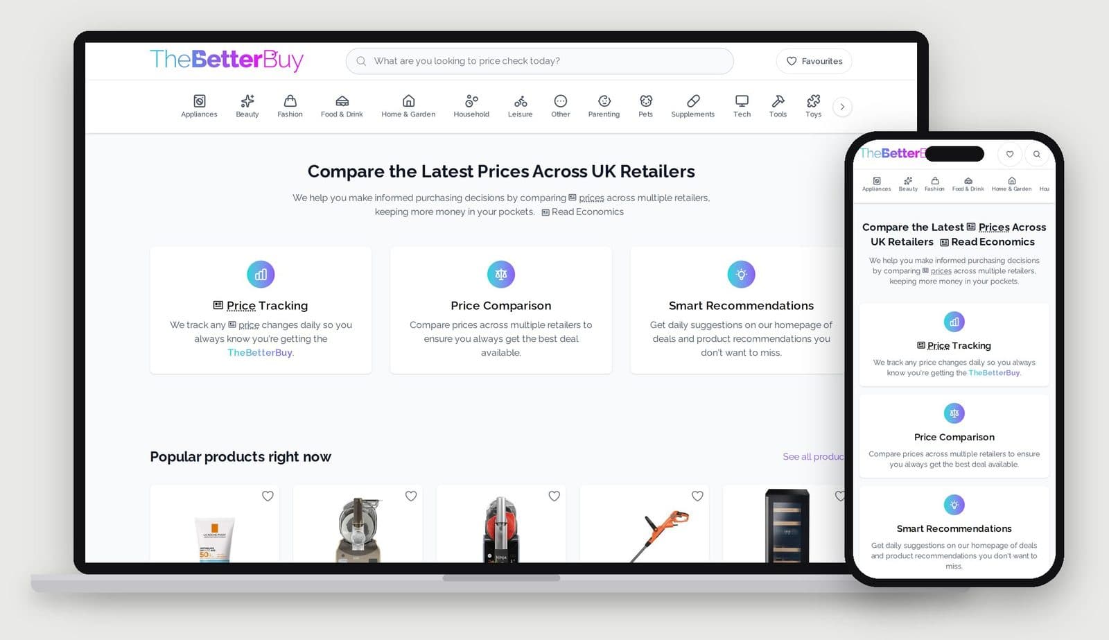 The Better Buy website on a laptop and a phone